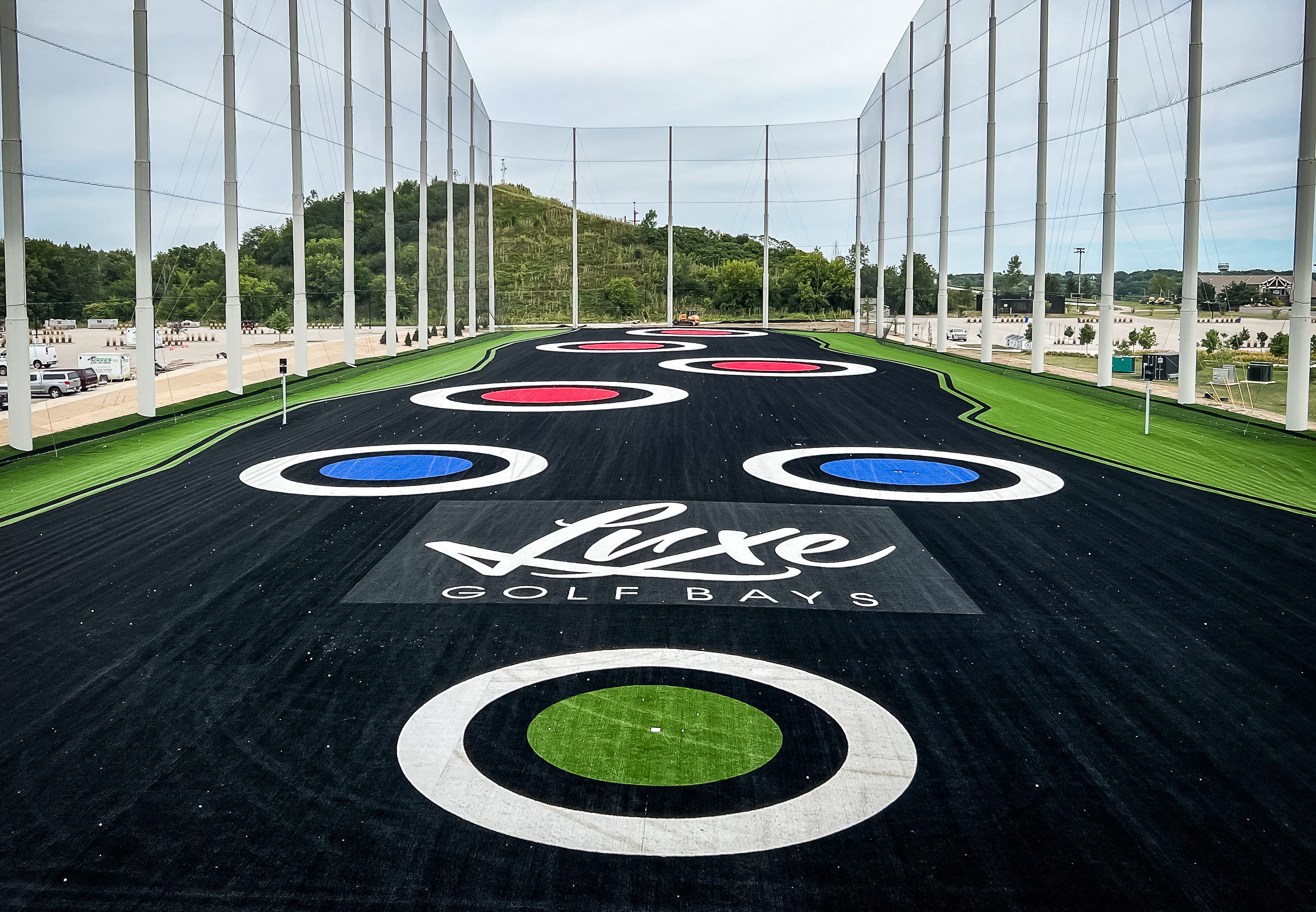 Luxe Golf range with different colored targets on the ground