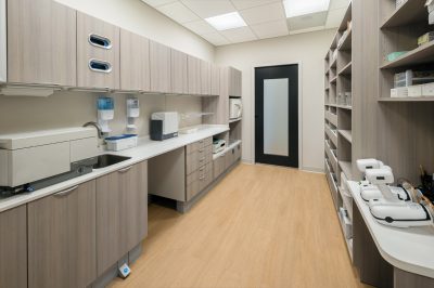 Dental office lab area with various dental equipment and technology