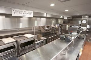 Stainless steel steak house kitchen