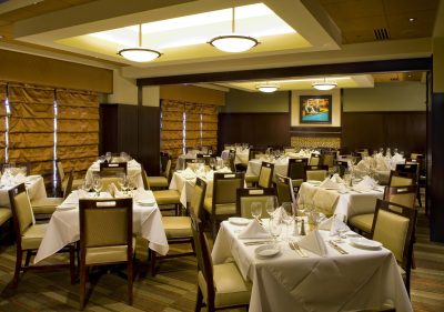 Wide view of restaurant dinning area